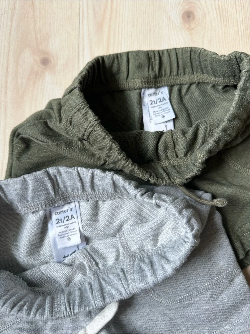 Carter's Olive Green and Heather Gray Drawstring Shorts Set